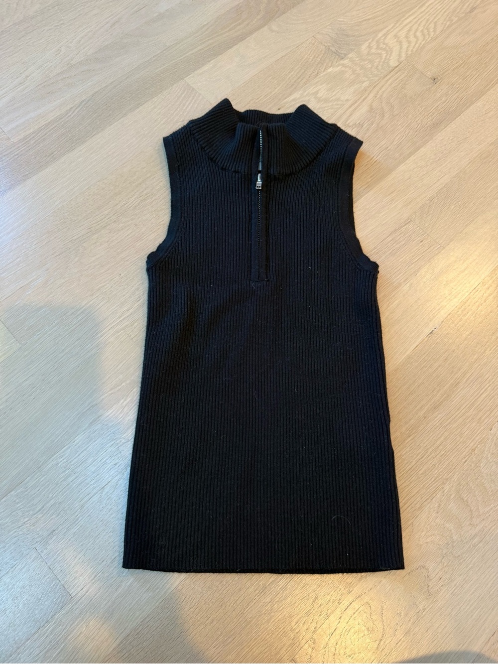 Heartloo Black Sleeveless Knit tank with Zip Neck